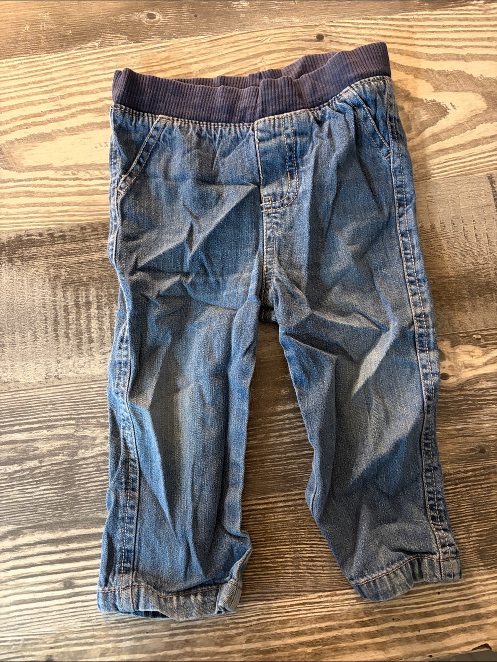 jumping beans Navy-Blue Elastic Waist Denim Pants